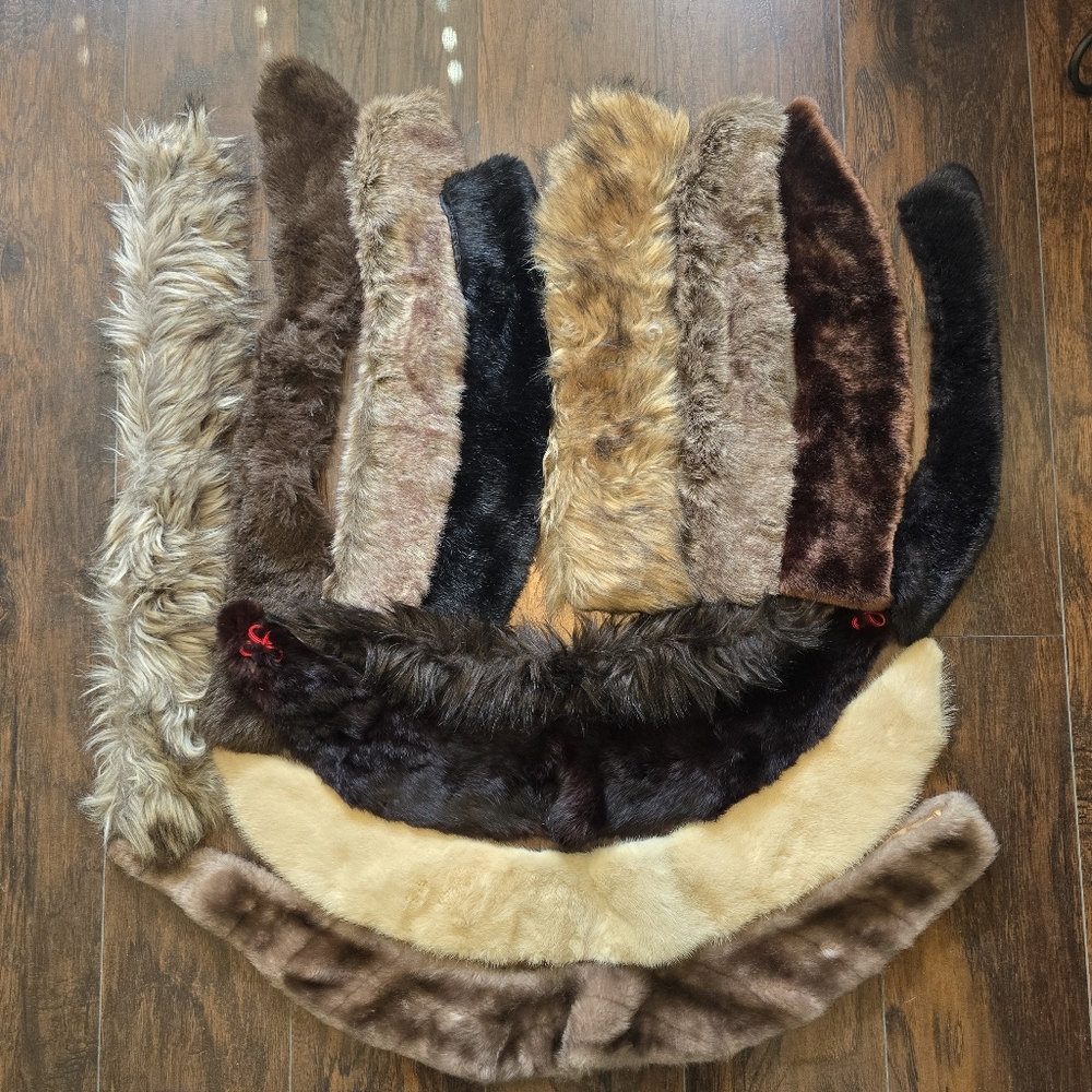 Vintage Faux Fur Collar Set in Brown, Beige and Black